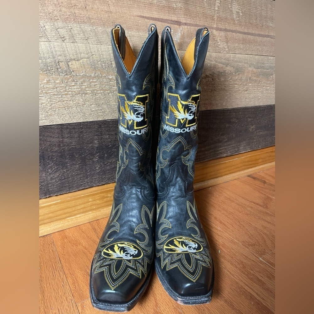 Missouri Tigers Game Day Black Cowboy Boots Size 10 D